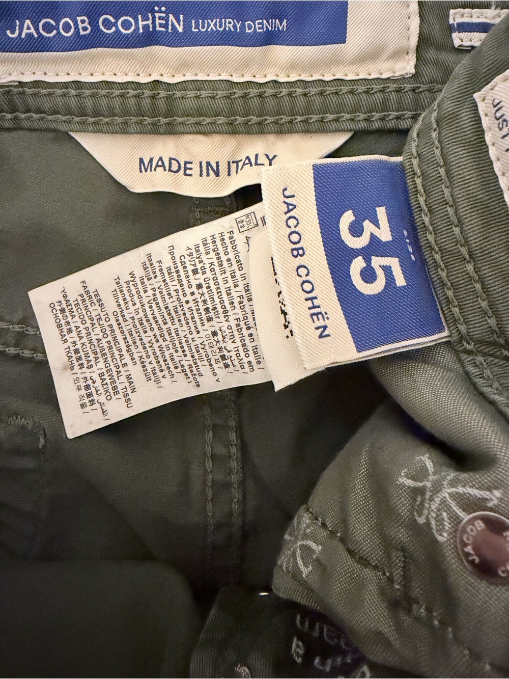 Jacob Cohen Bard Regular-Slim 5 Pocket Pants in Green Cotton Stretch 35 - Picture 3 of 6